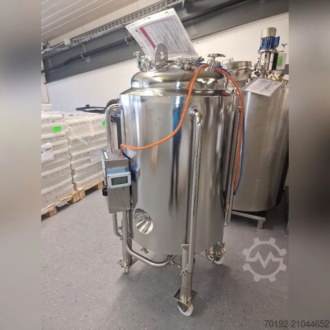 280-литровый мобильный подогреваемый/охлаждаемый напорный резервуар из V4A с пропеллерной мешалкой MAVAG Verfahrenstechnik AG B0109