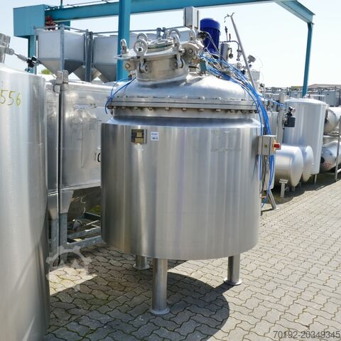1100-литровый нагреваемый/охлаждаемый напорный резервуар из V4A с пропеллерным мешалкой C.F. Boehringer & Soehne 9573