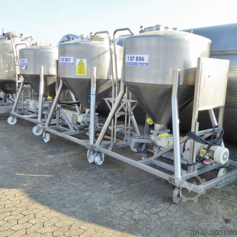 Конический бак 1000 литров из V4A с нагнетательным насосом  6961