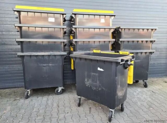 Большие контейнеры для мусора MGB Mülllltone Container WEBER / Volumen: 770 l / schwarz / gelb Abm.: 1.360 x 770 x 1.310 mm (BxTxH)