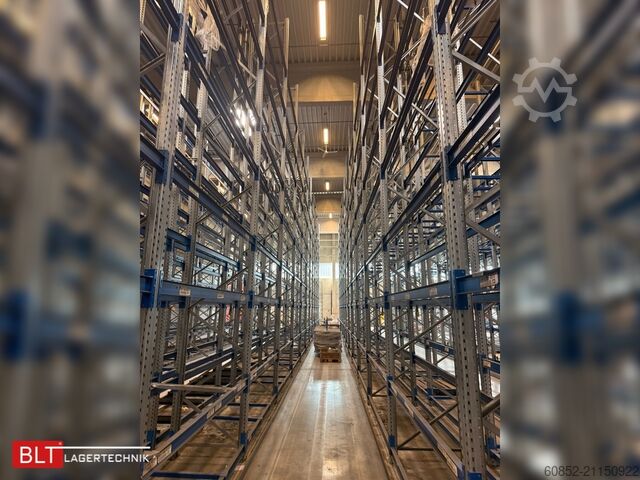 Стеллаж для тяжелых грузов, промышленный стеллаж, высокостеллажная система SSI Schäfer PR600 – 14,10 lfm, Höhe 4,9m Boden + 2 Ebenen | Fachlast bis 3500 kg