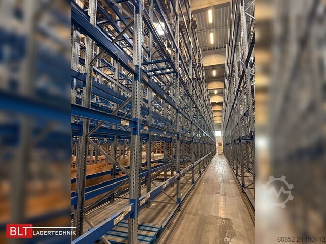 Стеллаж для тяжелых грузов, промышленный стеллаж, высокостеллажная система SSI Schäfer PR600 – 30,90 lfm, Höhe 4,9m Boden + 2 Ebenen | Fachlast bis 3500 kg