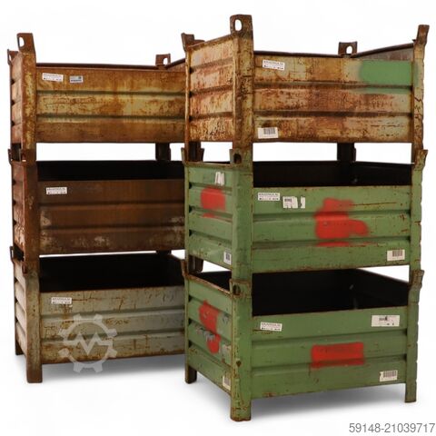 Б/у штабелируемые стальные ящики, прочная конструкция, 1 стена полувысокая, Д: 1035, Ш: 840, В: 680 Kruizinga 98-572GB