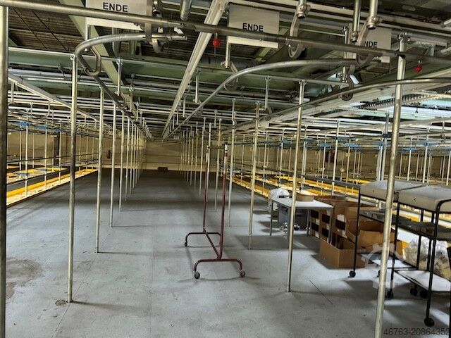 Статический подвесной склад текстиля, круглая трубчатая подвеска SSI Schäfer Rundrohrhängebahn