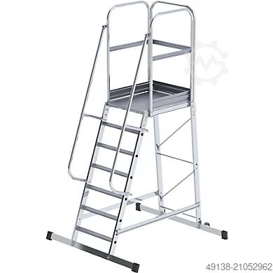 Платформенная лестница алюминиевая, подиумная лестница, лестница безопасности EUROKRAFT 302107