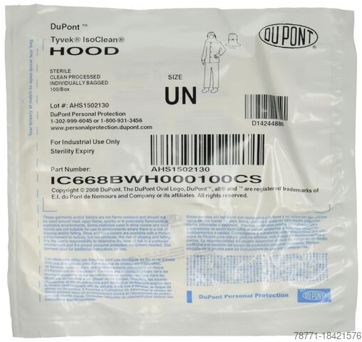 IC668BWH000100CS DuPont TYVEK ISOCLEAN HOOD