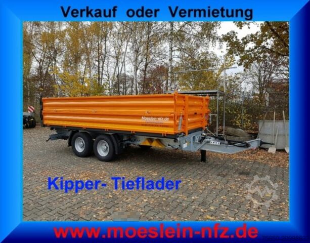 Самосвальный прицеп Möslein TTD11- BA Orange  neuer Tandem 3- Seitenkipper Tiefladermit Bordwand- Aufsatz-- Neufahrzeug --