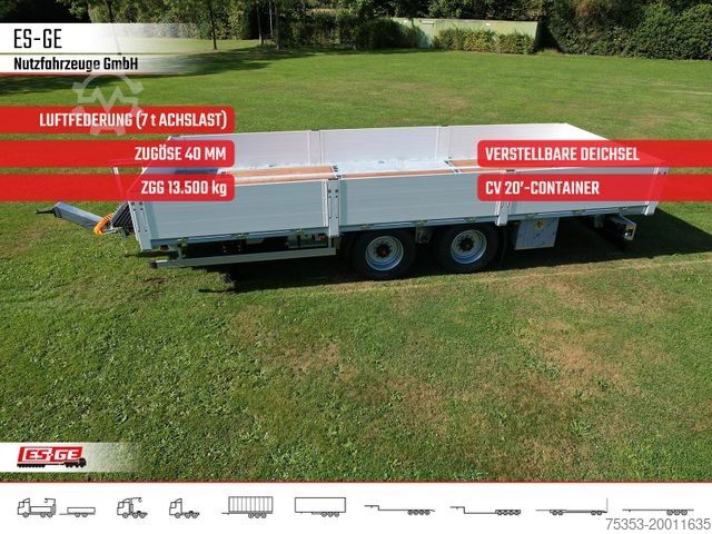 Прицеп с рабочей платформой ES-GE Tandem-Anhänger Bordwände, CV, Rungen