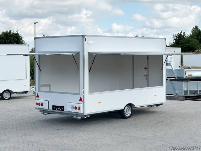 торговый прицеп Blyss H18422HN | WEISS 420X223X230CM 1800KG VERKAUFSANHÄNGER | 2X VERKAUFSKLAPPE