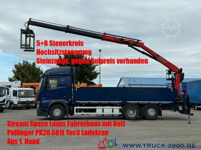 Бортовой грузовик Mercedes-Benz Actros 2643 StreamSpace Kran Palfinger PK20.501L