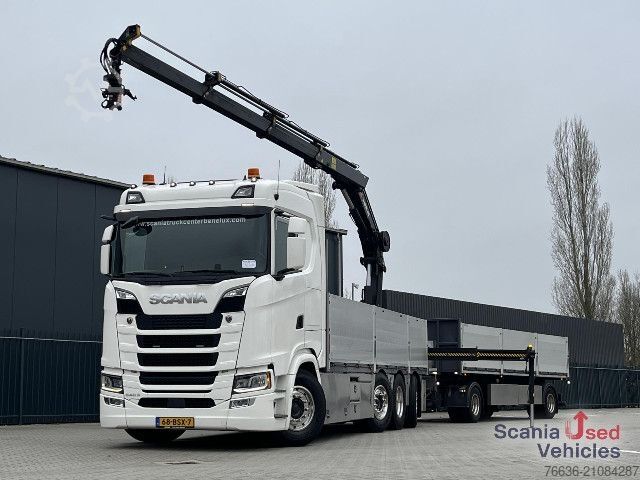 Бортовой грузовик Scania S 540 B8x2/*6NB HIAB X-HIPRO 232+GS MEPPEL TRAILER