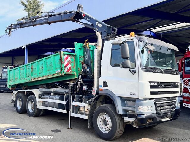Самосвал с краном DAF CF 85.410 ATE, Hiab 166, 6x4 Steel spring