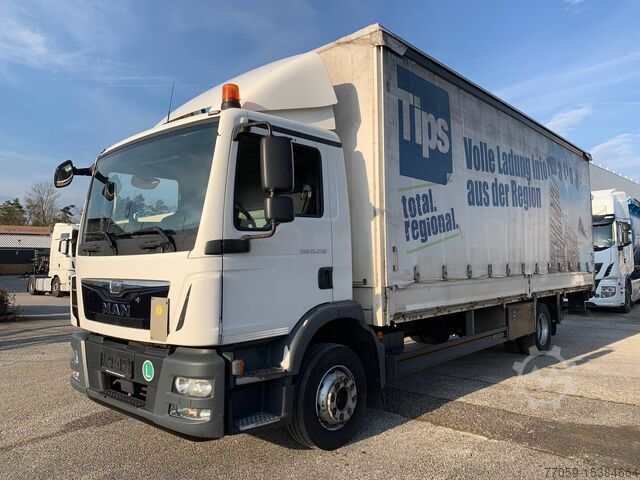 Грузовик с бортовой платформой и брезентом MAN TGM 15.250 4x2 BL + LADEBORDWAND