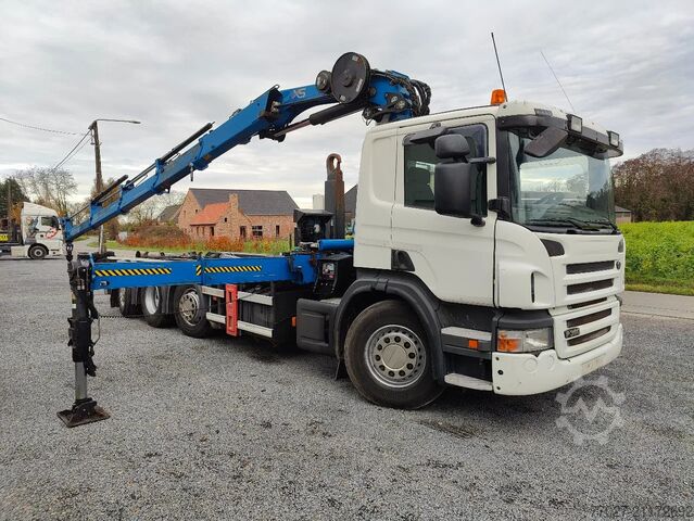 Система крюкообразных рычагов Scania P360 8x2 Tridem container Crane HIAB 244