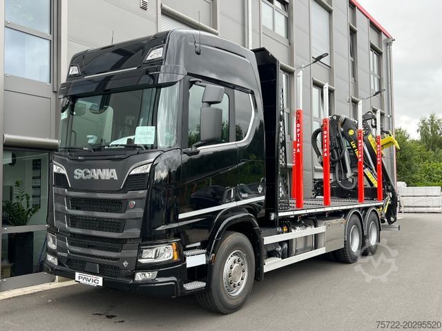 Лесовоз SCANIA R590 6x4/Plattform/Kran TAJFUN LIV L150Z