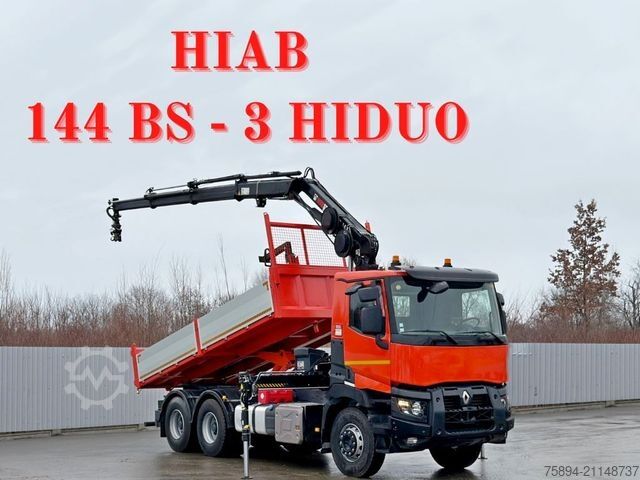 Кран-манипулятор на шасси грузовика RENAULT C 430 *KIPPER 5,60m* HIAB 144 BS - 3 HIDUO* 6x4