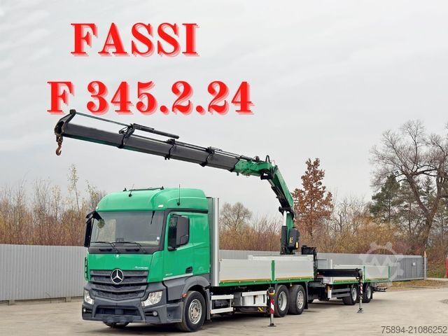 Кран-манипулятор на шасси грузовика MERCEDES-BENZ ACTROS 2645 * FASSI F345.24 + FUNK + Anhänger