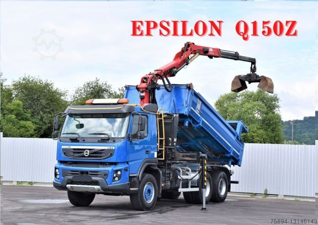 Кран-манипулятор на шасси грузовика VOLVO FMX 370 Kipper 4,90m *EPSILON Q150Z/FUNK*6x4