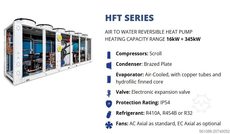 РЕВЕРСИВНЫЙ ТЕПЛОВОЙ НАСОС ВОЗДУХ-ВОДА HITEMA INTERNATIONAL REVERSIBLE HEAT PUMP HFT.130
