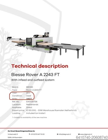 Столярный станок, производственная линия BIESSE Rover A 2243 FT