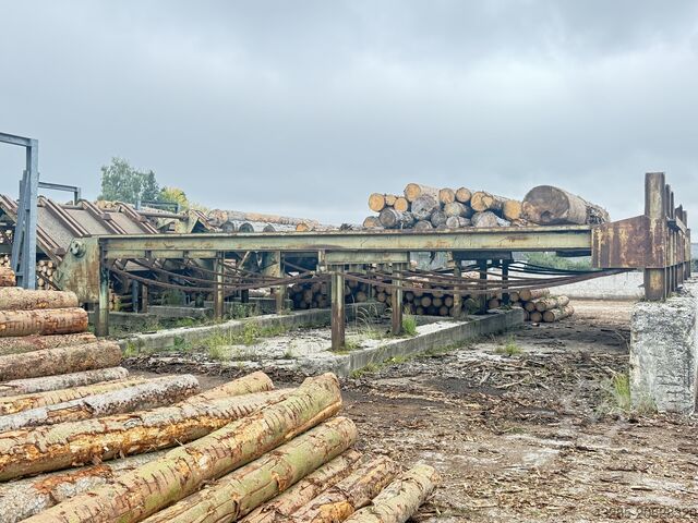 Устройство подачи круглого леса с торцовочной пилой и сортировочной коробкой Springer Springer